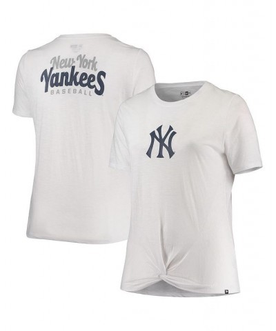 Women's White New York Yankees Plus Size 2-Hit Front Knot T-shirt White $20.68 Tops