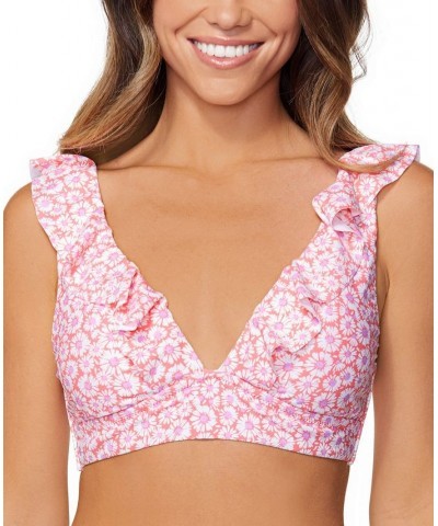 Juniors' Cannes Ruffled Printed Bikini Top Daized Out Multi $29.58 Swimsuits