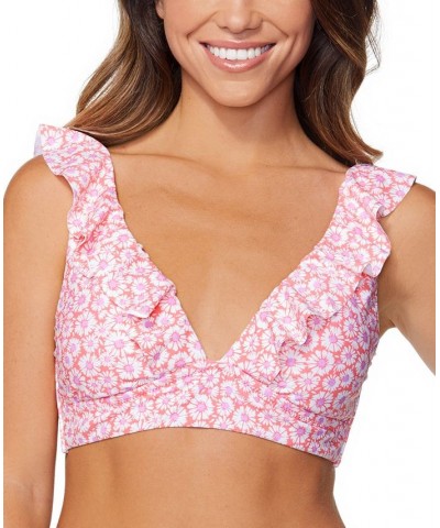 Juniors' Cannes Ruffled Printed Bikini Top Daized Out Multi $29.58 Swimsuits