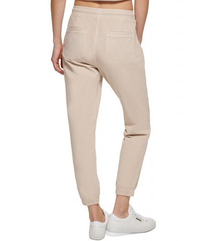 Women's Garment Dye Smocked Waist Joggers Nu Beige $21.89 Pants