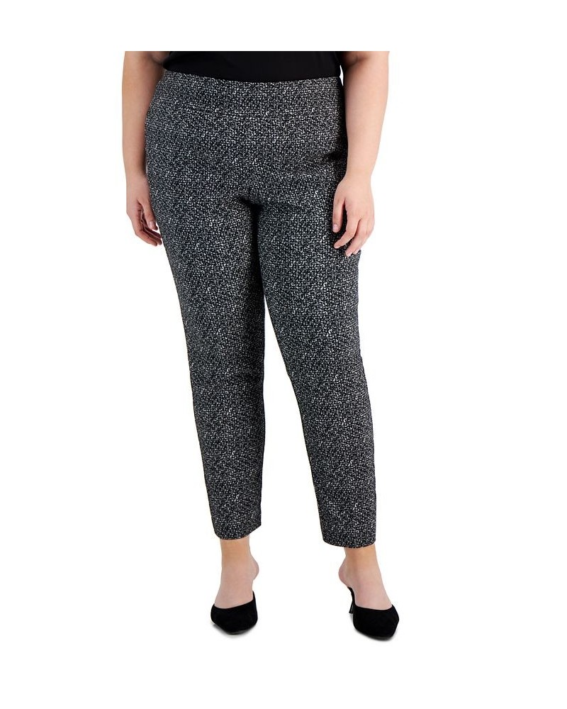 Plus Size Tummy-Control Printed Skinny Pants Deep Black $17.88 Pants