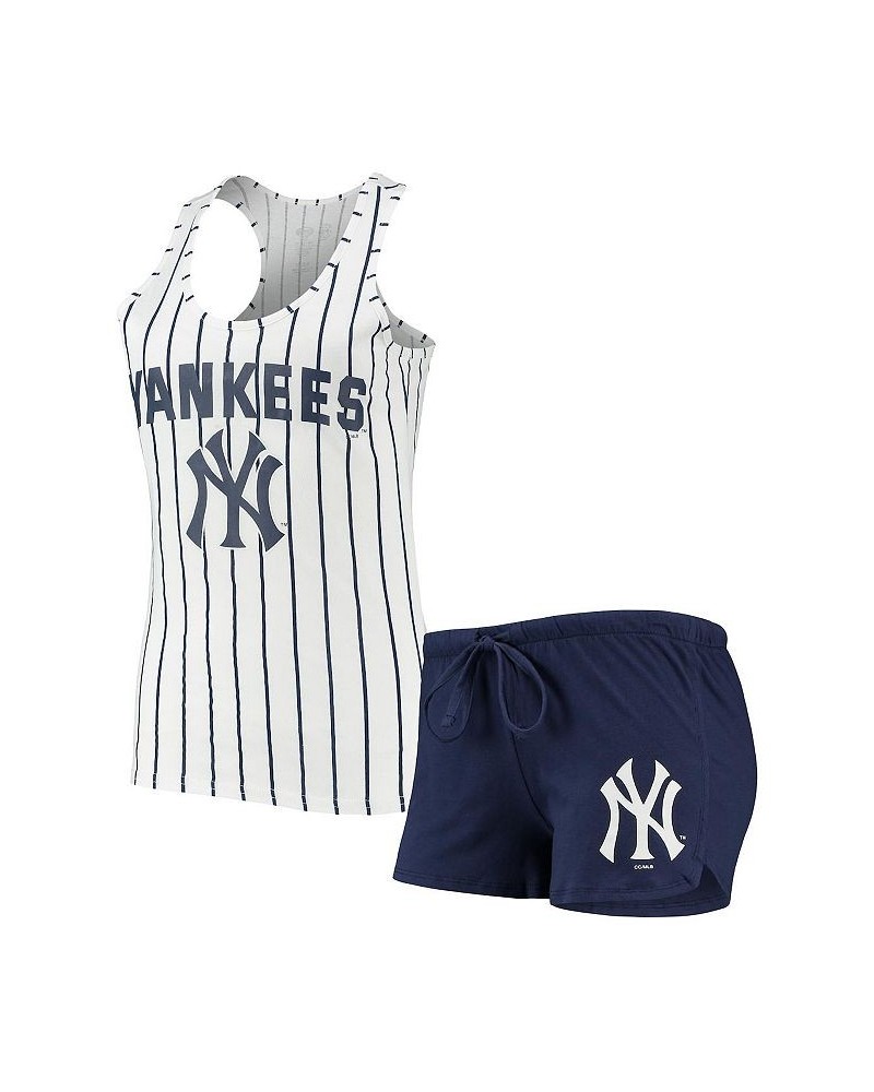 Women's Navy White New York Yankees Vigor Racerback Tank Top and Shorts Sleep Set Navy, White $32.44 Pajama