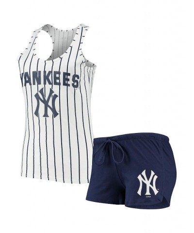 Women's Navy White New York Yankees Vigor Racerback Tank Top and Shorts Sleep Set Navy, White $32.44 Pajama