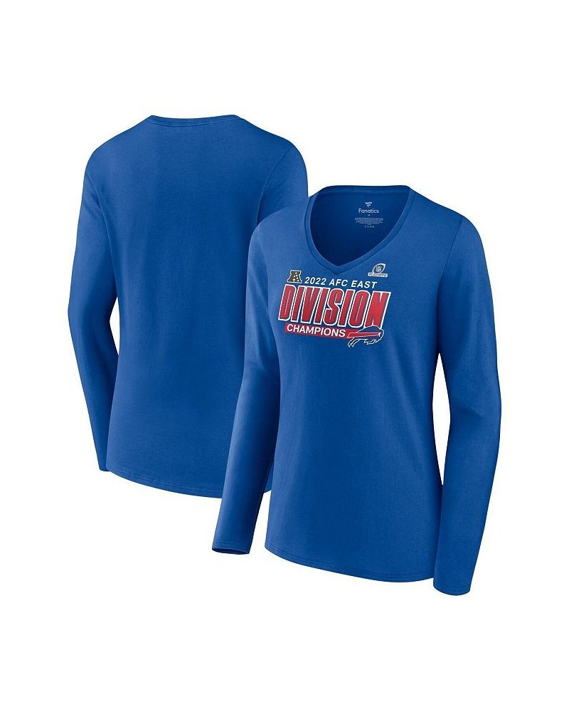 Women's Branded Royal Buffalo Bills 2022 AFC East Division Champions Divide & Conquer Long Sleeve V-Neck T-shirt Royal $24.63...