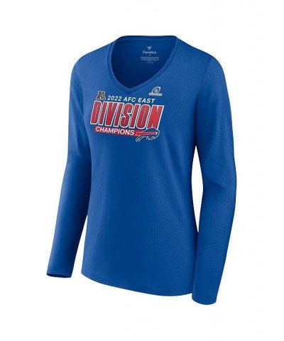 Women's Branded Royal Buffalo Bills 2022 AFC East Division Champions Divide & Conquer Long Sleeve V-Neck T-shirt Royal $24.63...