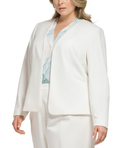 Plus Size Scuba-Crepe Open-Front Jacket White $54.08 Jackets