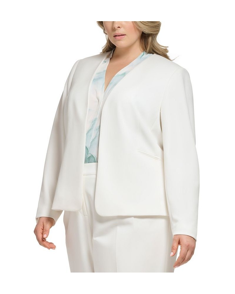 Plus Size Scuba-Crepe Open-Front Jacket White $54.08 Jackets