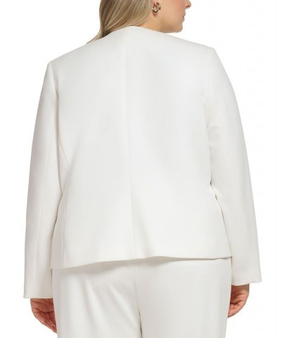 Plus Size Scuba-Crepe Open-Front Jacket White $54.08 Jackets