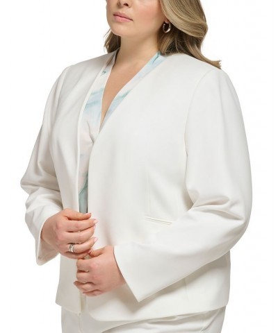 Plus Size Scuba-Crepe Open-Front Jacket White $54.08 Jackets