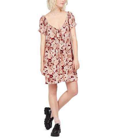 Juniors' Groovestones Printed Tie-Front Dress Dark Clay $23.46 Dresses