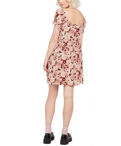 Juniors' Groovestones Printed Tie-Front Dress Dark Clay $23.46 Dresses