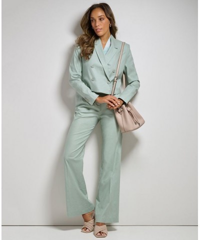 Women's Belted Linen Wide Leg Pants Jadeite $53.55 Pants