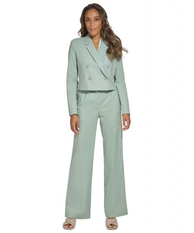 Women's Belted Linen Wide Leg Pants Jadeite $53.55 Pants