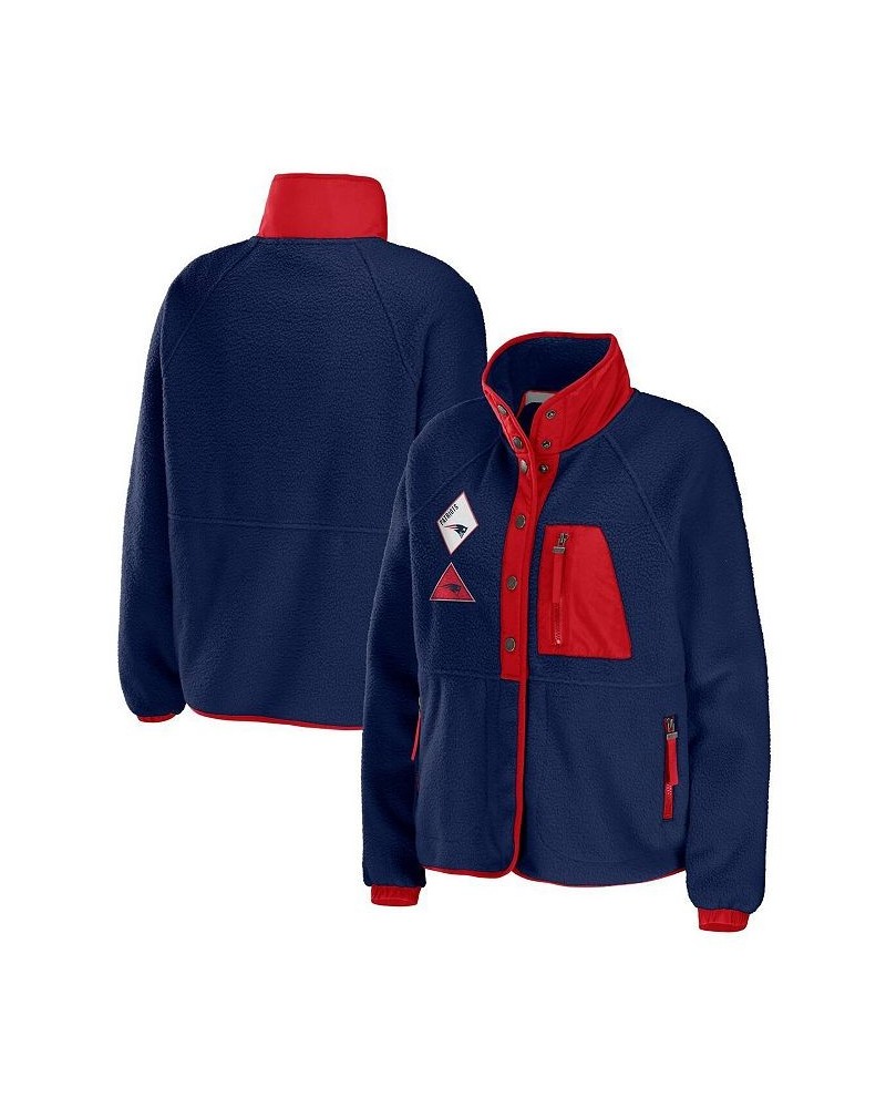 Women's Navy New England Patriots Polar Fleece Raglan Full-Snap Jacket Navy $43.70 Jackets