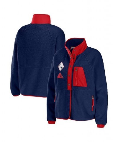 Women's Navy New England Patriots Polar Fleece Raglan Full-Snap Jacket Navy $43.70 Jackets