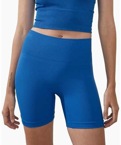 Women's Seamless Booty Sculpt Bike Shorts Marine Blue $26.54 Shorts