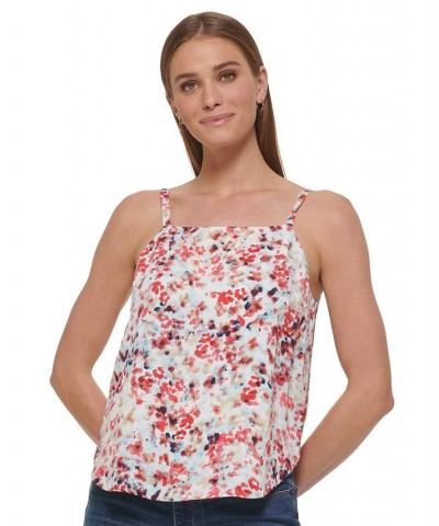 Women's Printed Square-Neck Camisole Crystal Blue Multi $28.98 Tops