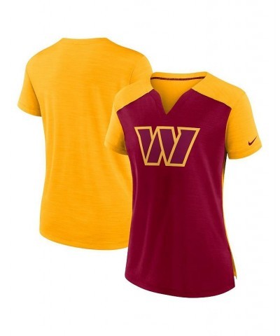 Women's Burgundy Gold Washington Commanders Impact Exceed Performance Notch Neck T-shirt Burgundy, Gold $20.70 Tops