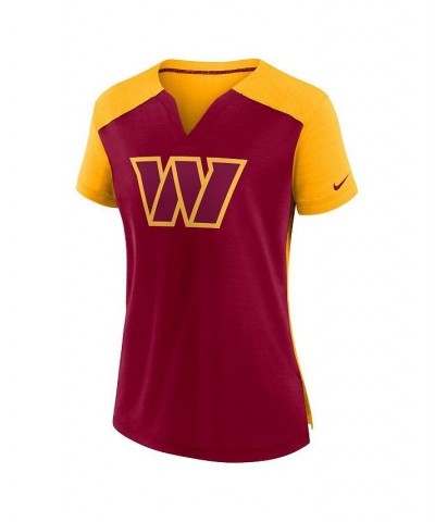 Women's Burgundy Gold Washington Commanders Impact Exceed Performance Notch Neck T-shirt Burgundy, Gold $20.70 Tops