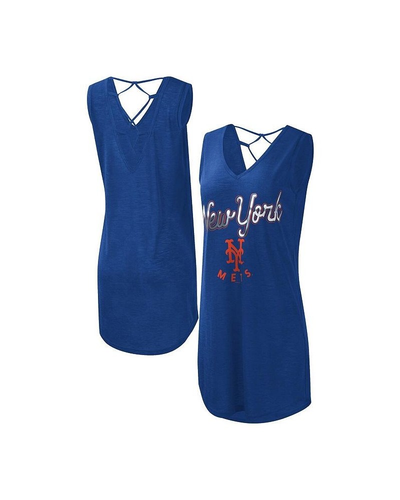 Women's Royal New York Mets Game Time Slub Beach V-Neck Cover-Up Dress Royal $23.52 Swimsuits