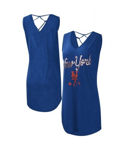 Women's Royal New York Mets Game Time Slub Beach V-Neck Cover-Up Dress Royal $23.52 Swimsuits