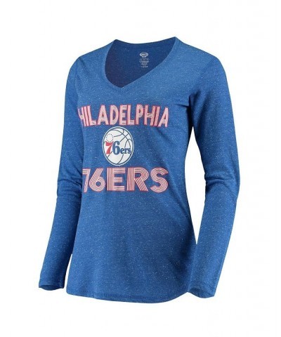 Women's Red Royal Philadelphia 76ers Long Sleeve T-shirt and Shorts Sleep Set Red, Royal $28.00 Pajama