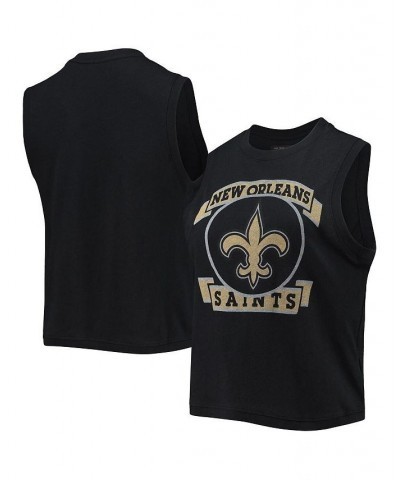 Women's Black New Orleans Saints Rib Ranger Muscle Tank Top Black $25.64 Tops