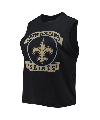 Women's Black New Orleans Saints Rib Ranger Muscle Tank Top Black $25.64 Tops