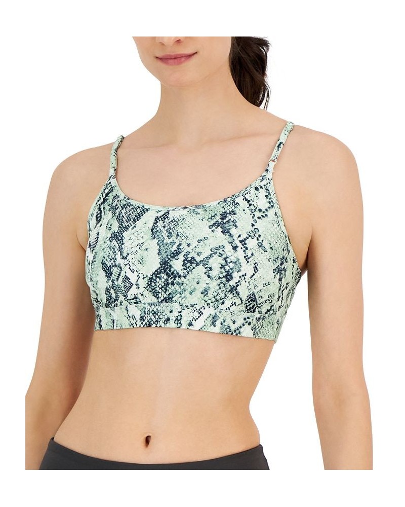 Women's Snake Print Low Impact Sports Bra Mint Wash $13.13 Bras