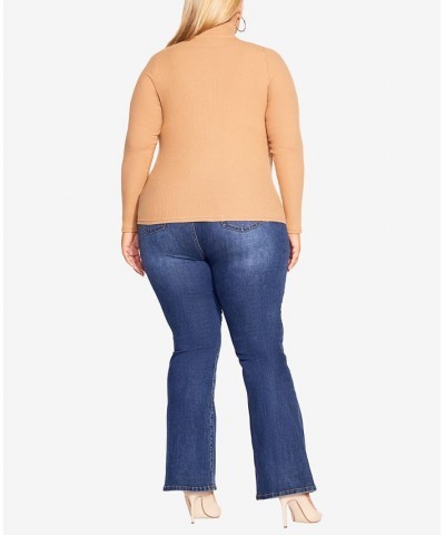 Trendy Plus Size Turtle Neck Top Caramel $31.20 Tops