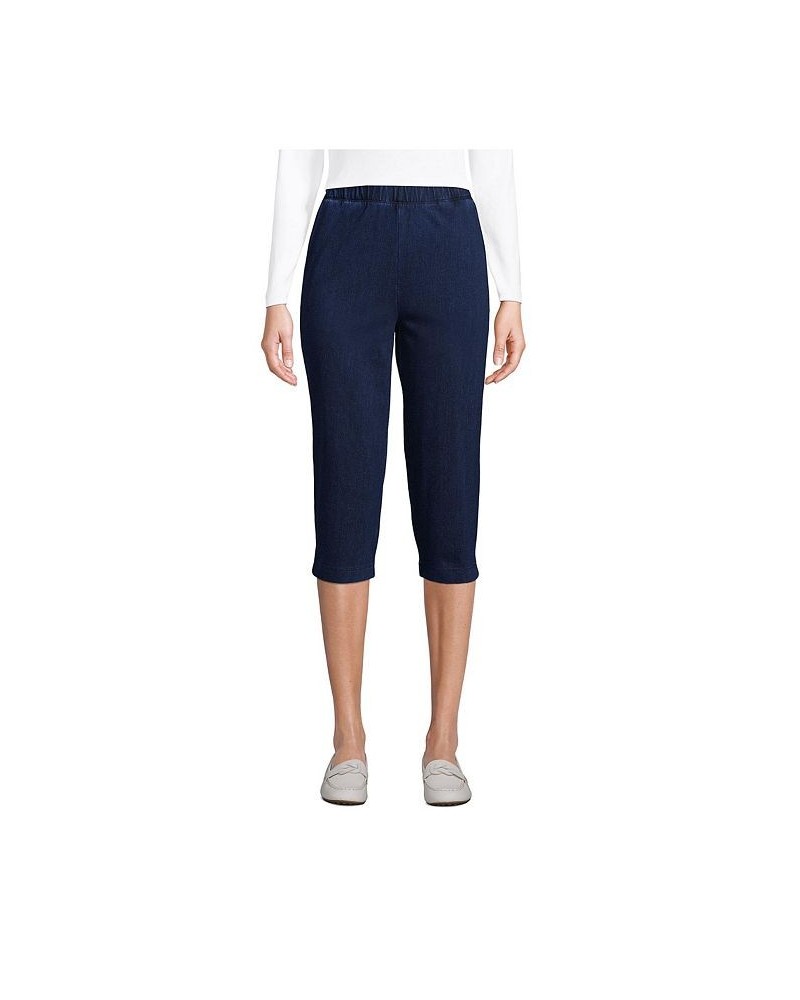 Women's Tall Sport Knit Denim High Rise Elastic Waist Pull On Capri Pants Dark indigo $26.93 Pants