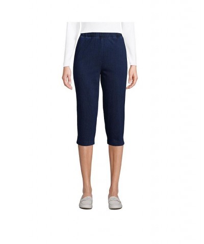 Women's Tall Sport Knit Denim High Rise Elastic Waist Pull On Capri Pants Dark indigo $26.93 Pants