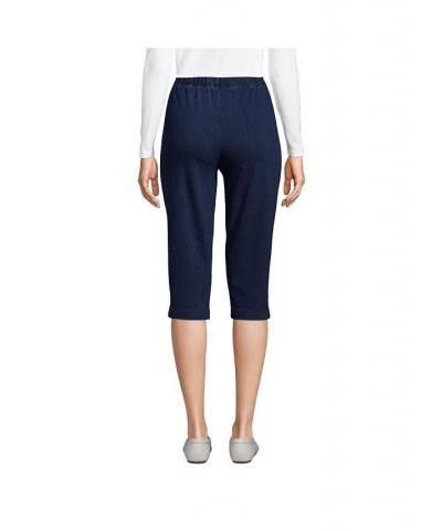 Women's Tall Sport Knit Denim High Rise Elastic Waist Pull On Capri Pants Dark indigo $26.93 Pants