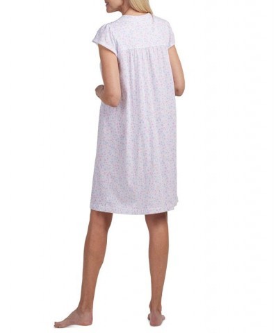 Women's Short Sleeve Short Knit Printed Gown Lilac / Pink Floral $25.80 Sleepwear