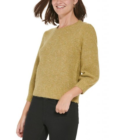 Women's Puff-Sleeve Cropped Sweater Gold $26.54 Sweaters