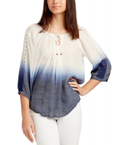 Juniors' Dip-Dyed Crochet-Sleeve Peasant Top Color 9 $26.95 Tops