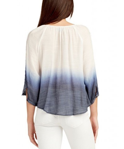 Juniors' Dip-Dyed Crochet-Sleeve Peasant Top Color 9 $26.95 Tops