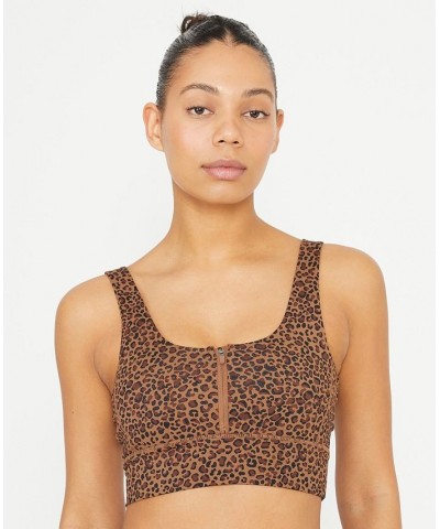 Women's Ultimate Zip Front Vestlette Top Leopard Natural $17.04 Tops