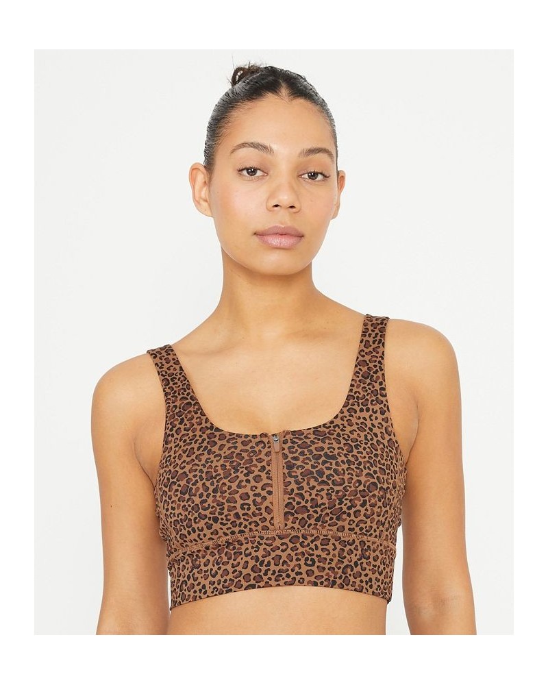 Women's Ultimate Zip Front Vestlette Top Leopard Natural $17.04 Tops