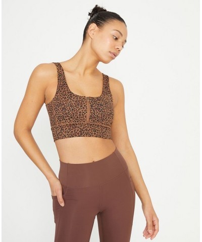 Women's Ultimate Zip Front Vestlette Top Leopard Natural $17.04 Tops