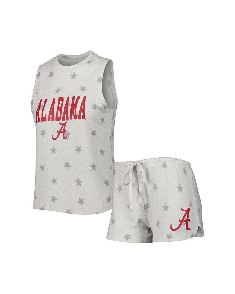 Women's Cream Alabama Crimson Tide Agenda Stars Tank Top and Shorts Sleep Set Cream $32.99 Pajama