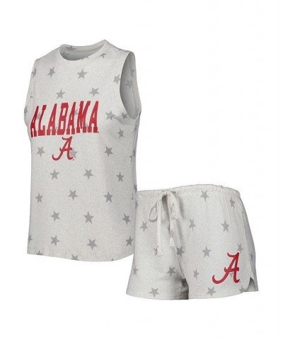 Women's Cream Alabama Crimson Tide Agenda Stars Tank Top and Shorts Sleep Set Cream $32.99 Pajama