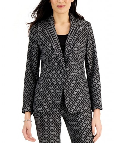 Ring-Print One-Button Blazer Black Multi $39.95 Jackets