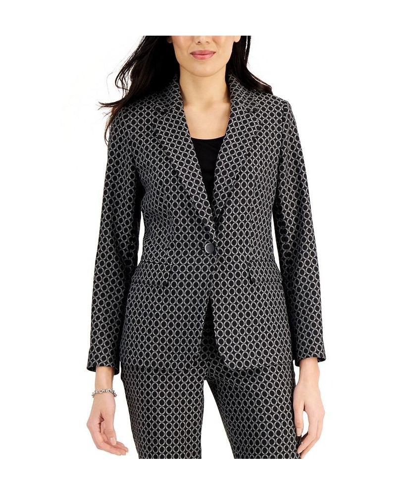 Ring-Print One-Button Blazer Black Multi $39.95 Jackets