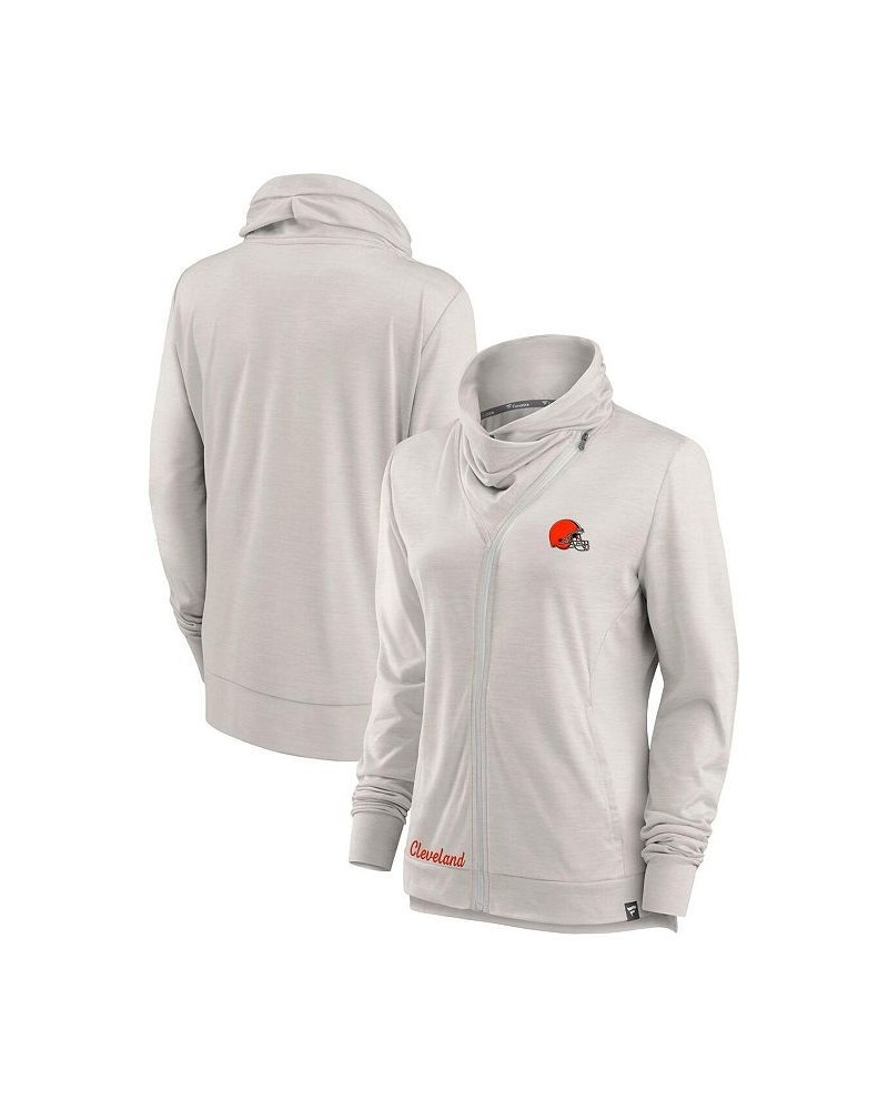 Women's Branded Cream Cleveland Browns Break It Loose Cowl Neck Full-Zip Sweatshirt Cream $36.39 Sweatshirts