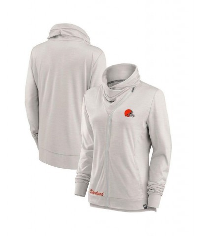 Women's Branded Cream Cleveland Browns Break It Loose Cowl Neck Full-Zip Sweatshirt Cream $36.39 Sweatshirts