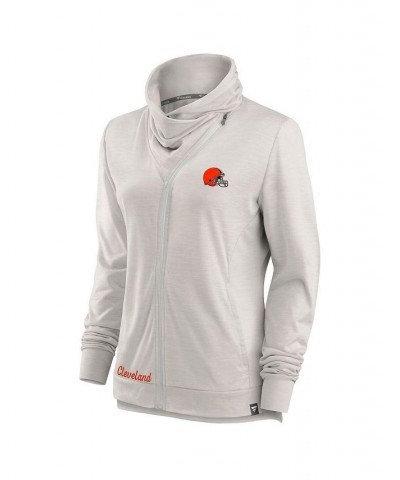 Women's Branded Cream Cleveland Browns Break It Loose Cowl Neck Full-Zip Sweatshirt Cream $36.39 Sweatshirts