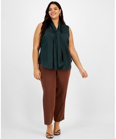 Plus Size Sleeveless Bow-Tie Blouse Green $19.98 Tops