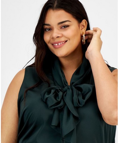 Plus Size Sleeveless Bow-Tie Blouse Green $19.98 Tops