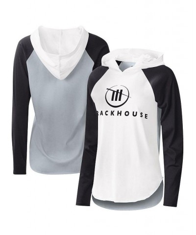 Women's White Black TRACKHOUSE RACING Triple-A Long Sleeve Hoodie T-shirt White, Black $26.99 Tops